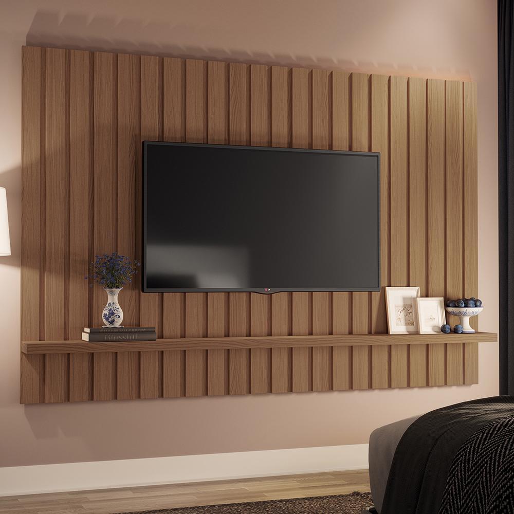 Painel Suspenso Link 2.0 Ripado Castanho para TV até 70" - HB Móveis