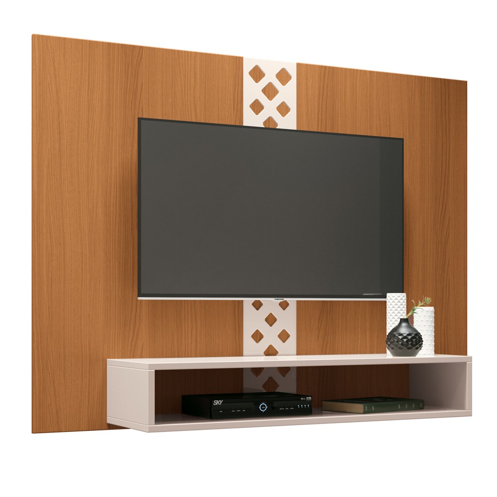 Painel TV 47 Pol 120cm Suspenso com Nicho Form Off/Cinamomo - HB Móveis