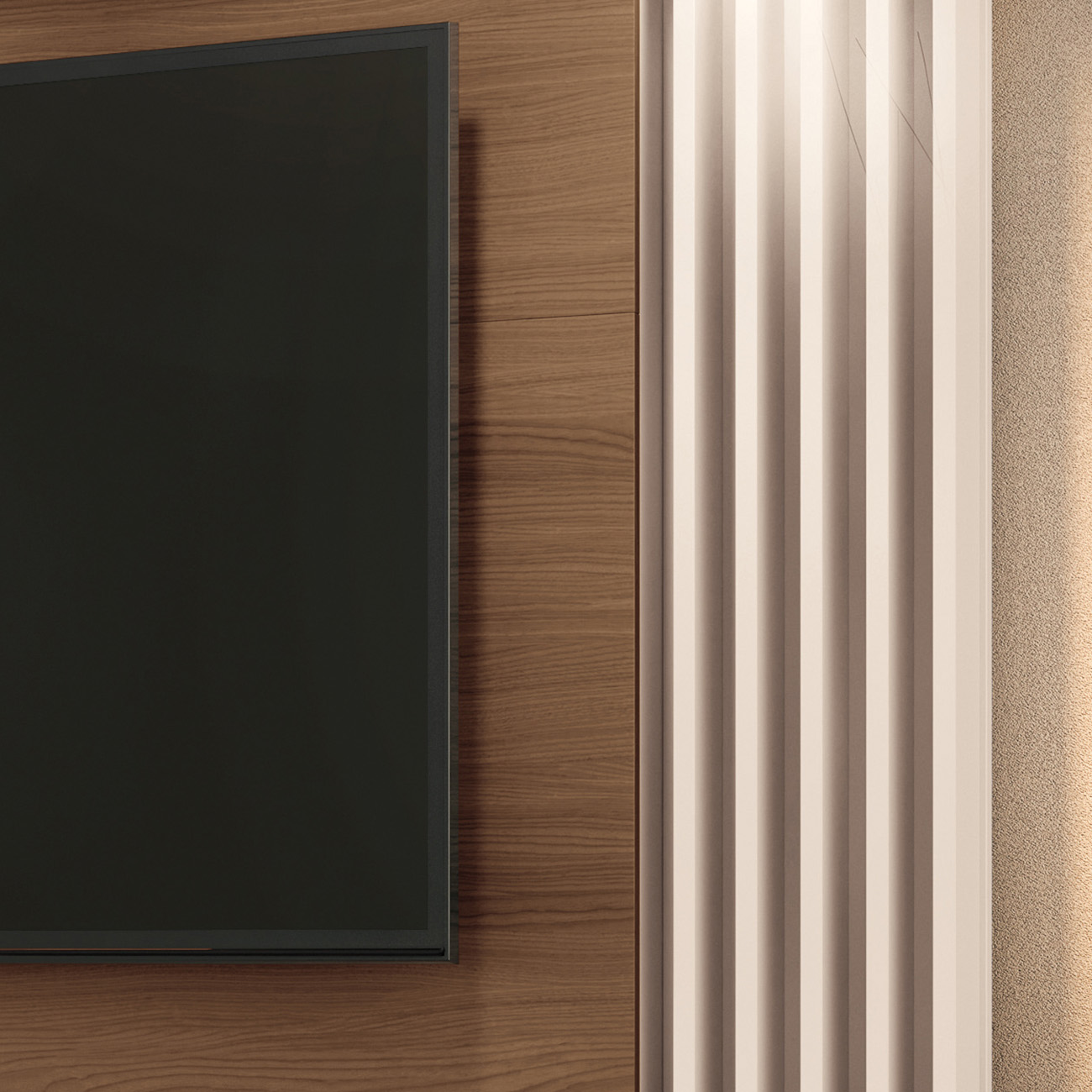 Painel TV 55 Pol 181cm Bancada Suspensa Cosmo Off/Castanho - HB Móveis