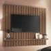 Painel TV 60 Pol 160cm Suspenso Ripado Link Castanho - HB Móveis