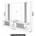 Painel TV 85 Pol 219cm Bancada Suspensa Empire Off/Castanho - HB Móveis