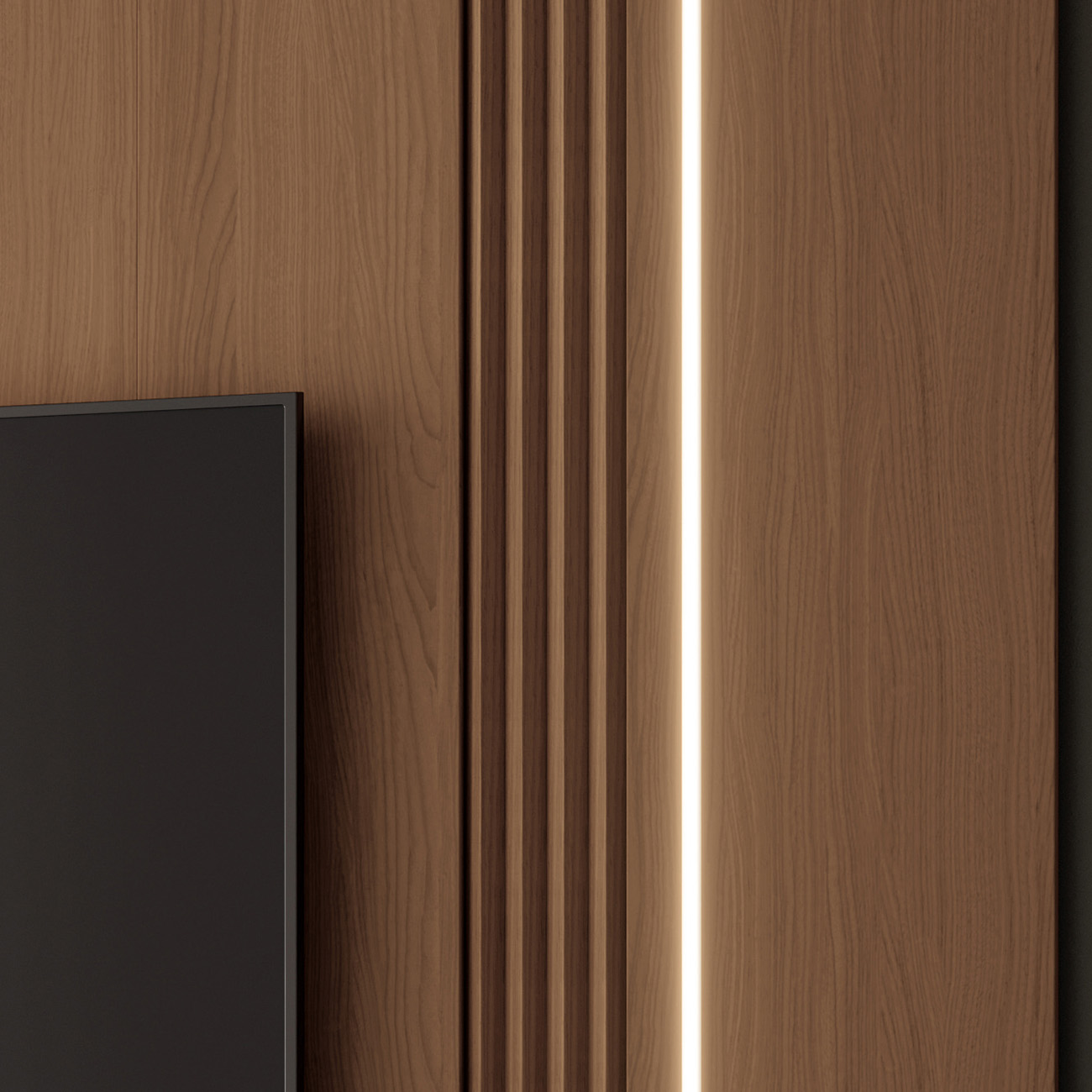 Painel TV 85 Pol 219cm Bancada Suspensa Empire Off/Castanho - HB Móveis