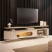 Rack Bancada Aria LED para TV até 85” Polegadas Pés em Aço Off White/Champanhe