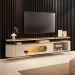Rack Bancada Aria LED para TV até 85” Polegadas Pés em Aço Off White/Cinamomo