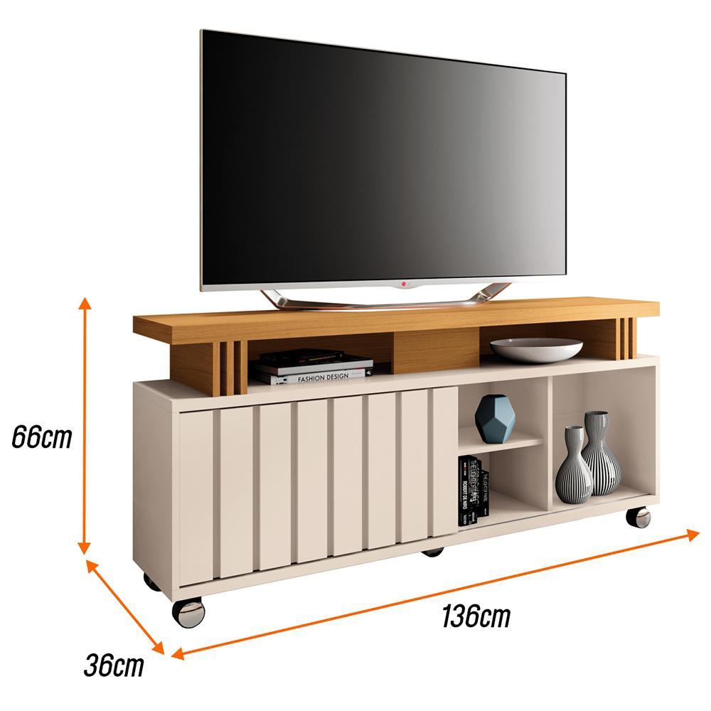 Rack Bancada Briz 1.3 Off White/Cinamomo para TV até 50” - HB Móveis