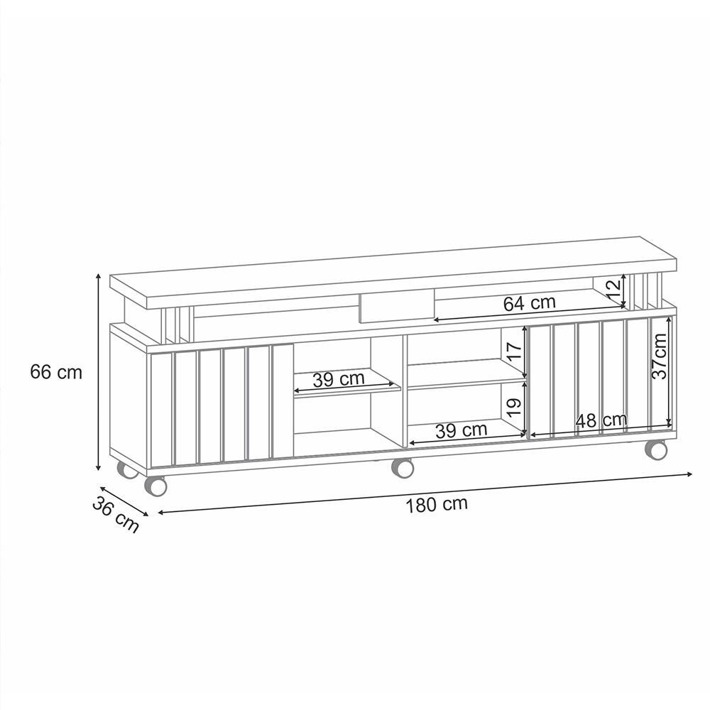 Rack Bancada Briz 1.8 Off White/Castanho para TV até 70” - HB Móveis