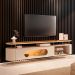 Rack Bancada Ária com Led Prateleira Vidro TV Até 85 Polegadas Off White/Cinamomo G26 - HB Móveis