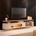Rack Bancada Ária com Led e Prateleira Vidro TV Até 85 Polegadas Off White/Castanho G26 - HB Móveis
