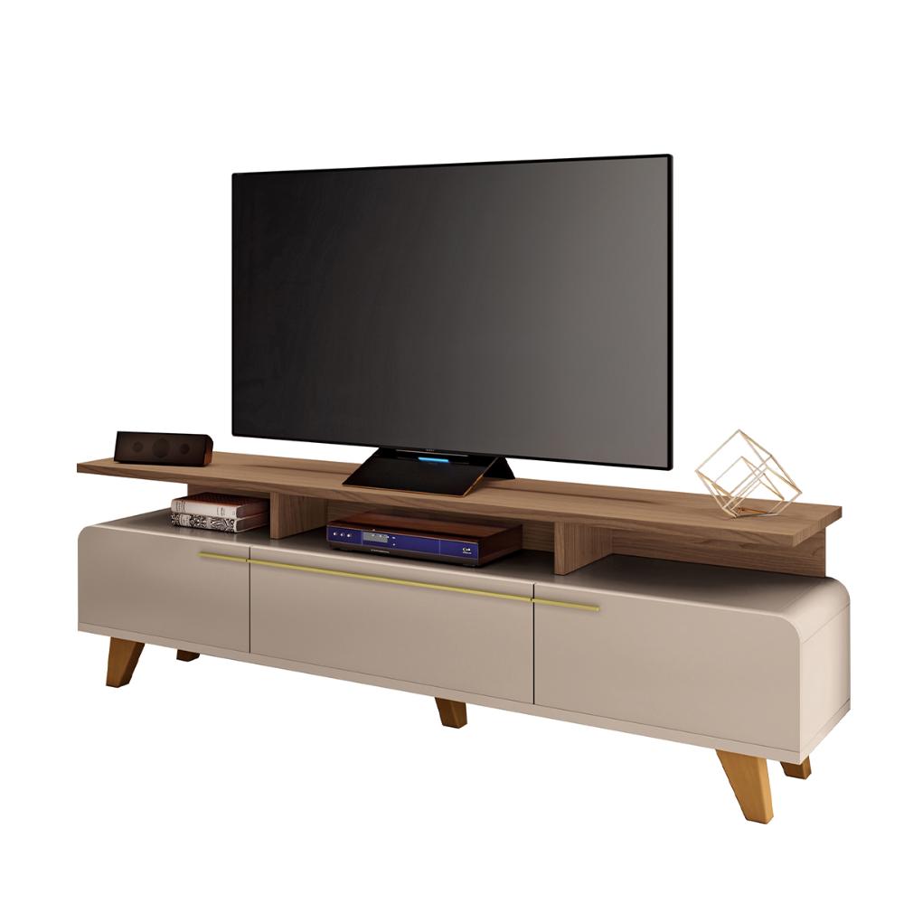 Rack Bancada Essenza Para TV até 70" Polegadas Off White/Castanho