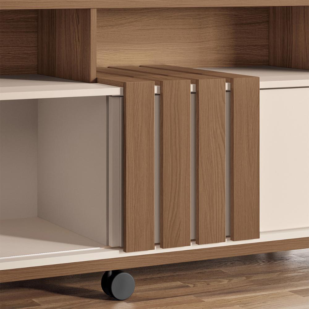 Rack Bancada Graci 1.3 TV até 50" Polegadas com Rodizios Castanho/Off White