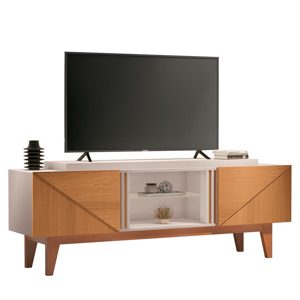 Rack Bancada Lift 1.6 Off White/Cinamomo para TV até 60" - HB Móveis