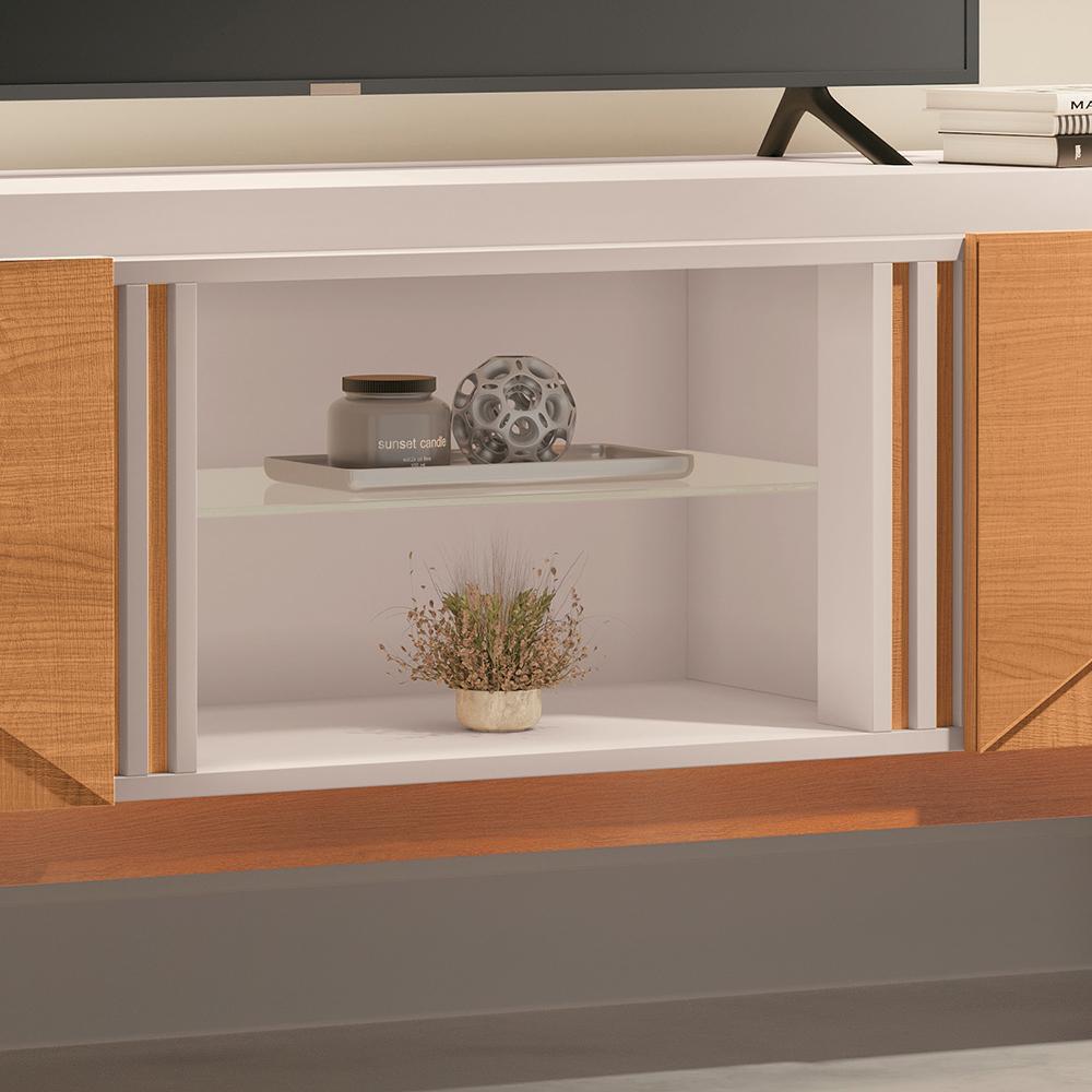 Rack Bancada Lift 1.6 Off White/Cinamomo para TV até 60" - HB Móveis
