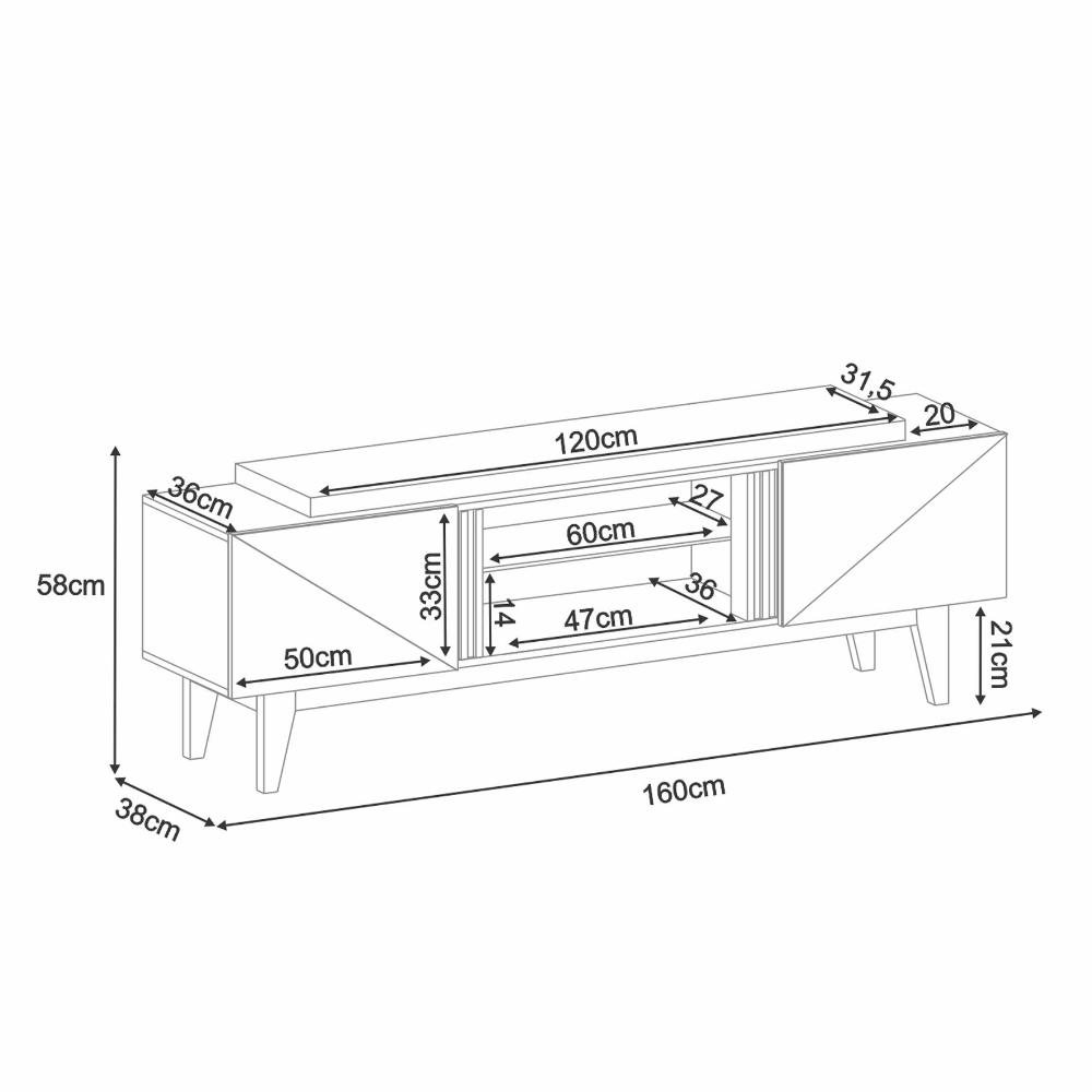 Rack Bancada Lift 1.6 Off White/Cinamomo para TV até 60" - HB Móveis