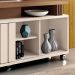Rack Bancada de TV 50 Pol 136cm Briz Castanho/Off White - HB Móveis