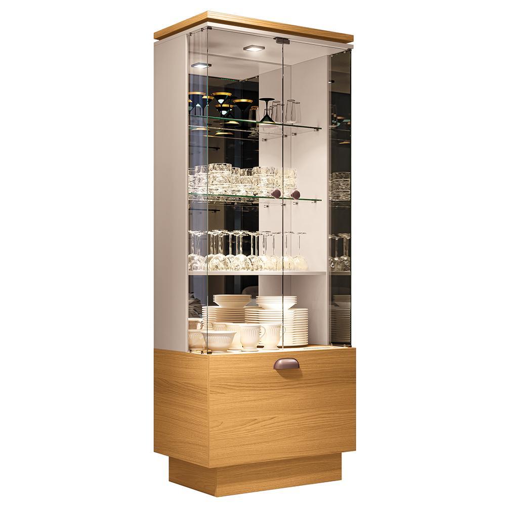 Sala de Jantar com Cristaleira Aura e Buffet Aparador Sollare Cinamomo/Off White - HB Móveis