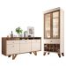 Sala de Jantar com Cristaleira Ópera e Buffet Aparador Sollare Off White/Castanho - HB Móveis