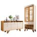 Sala de Jantar com Cristaleira Ópera e Buffet Aparador Sollare Off White/Cinamomo - HB Móveis