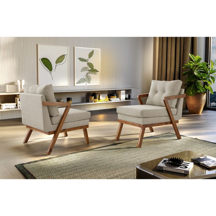[OUTLET] Poltrona Sophia Linho Bege