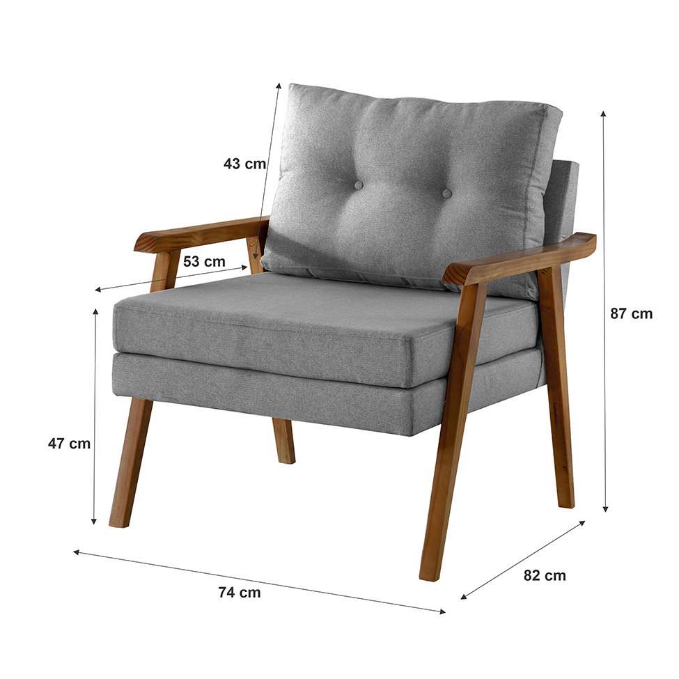 Conjunto com 2 Poltronas Antonella Linho Cinza