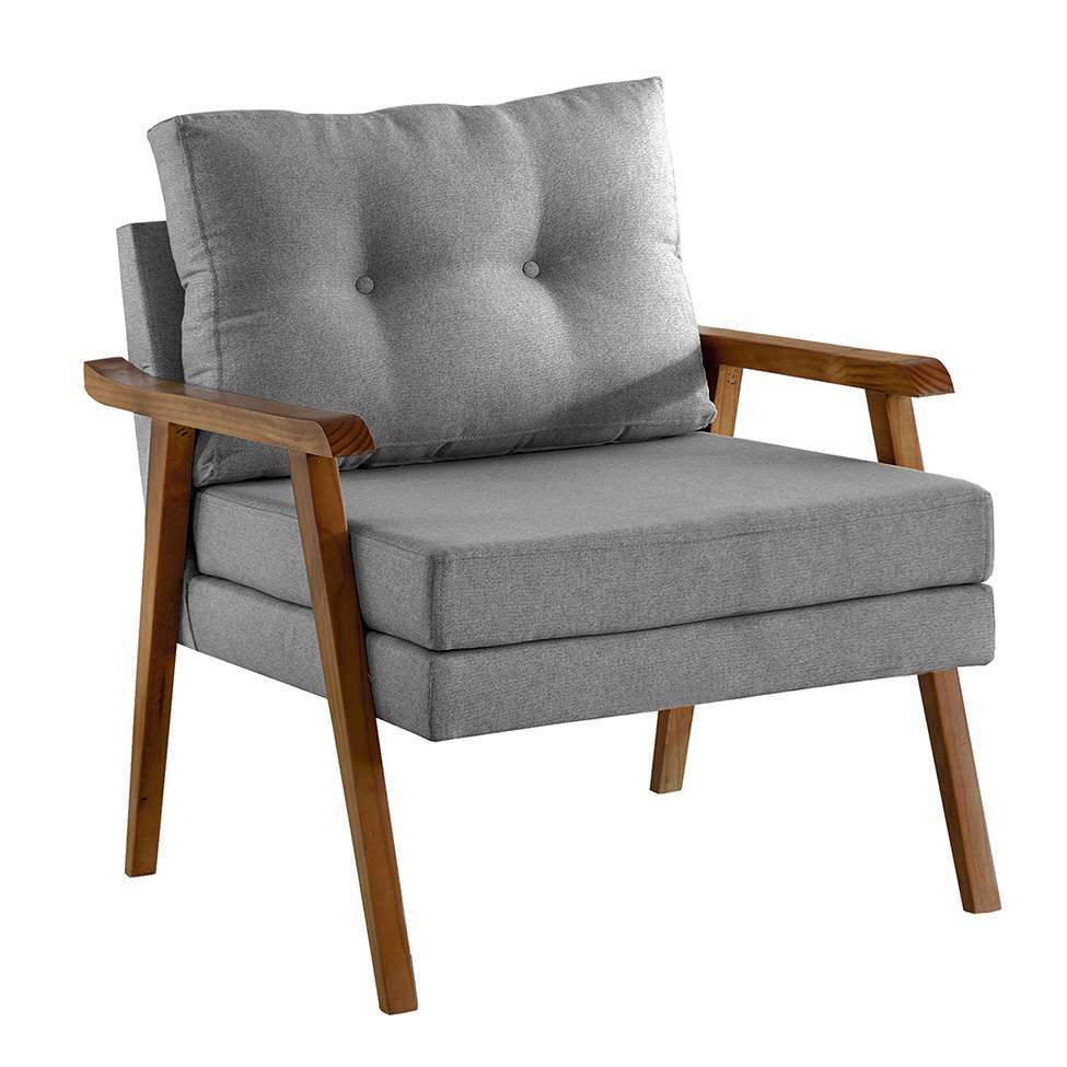 Conjunto com 2 Poltronas Antonella Linho Cinza
