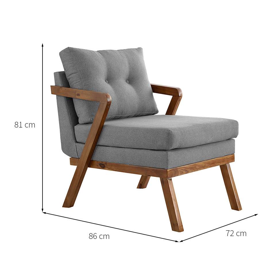 Conjunto com 2 Poltronas Sophia Linho Cinza