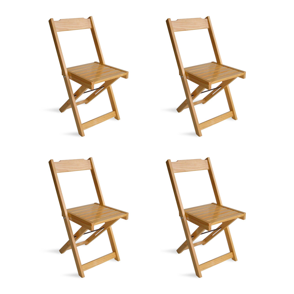 Conjunto com 4 Cadeiras Dobráveis Caru Natural
