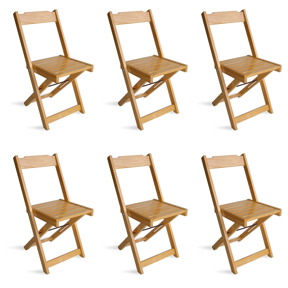 Conjunto com 6 Cadeiras Dobráveis Caru Natural