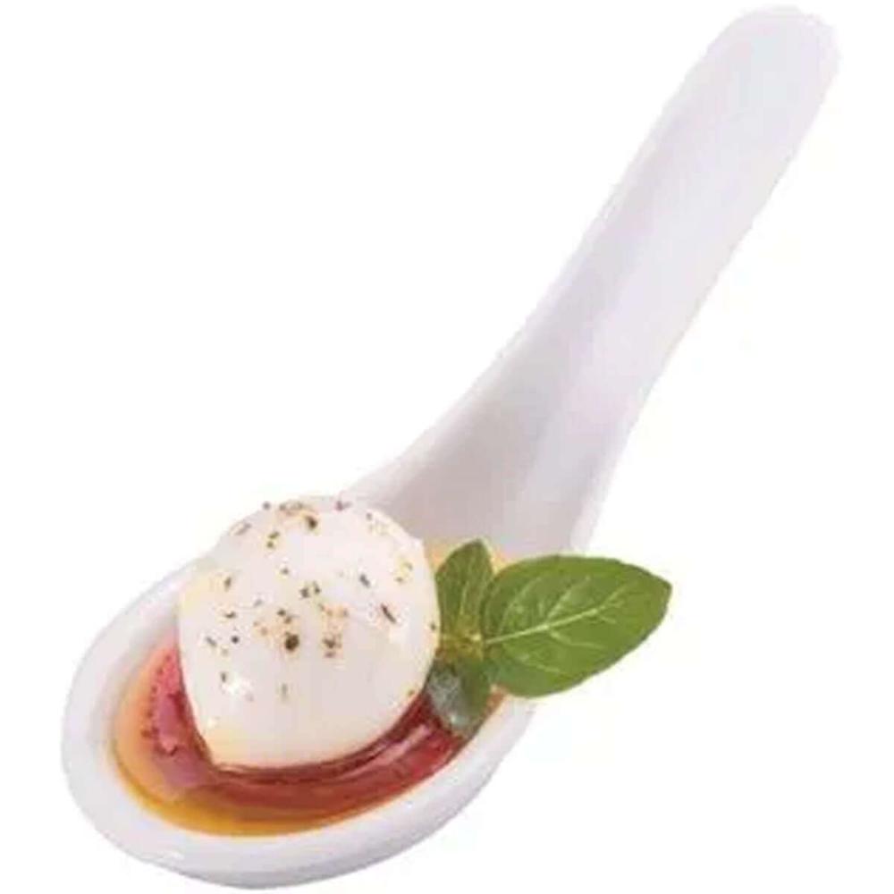 100 Colheres Japonesas Chinesas 10ml Melamina Branca 12,7x5x5cm Alça Longa Haus Concept