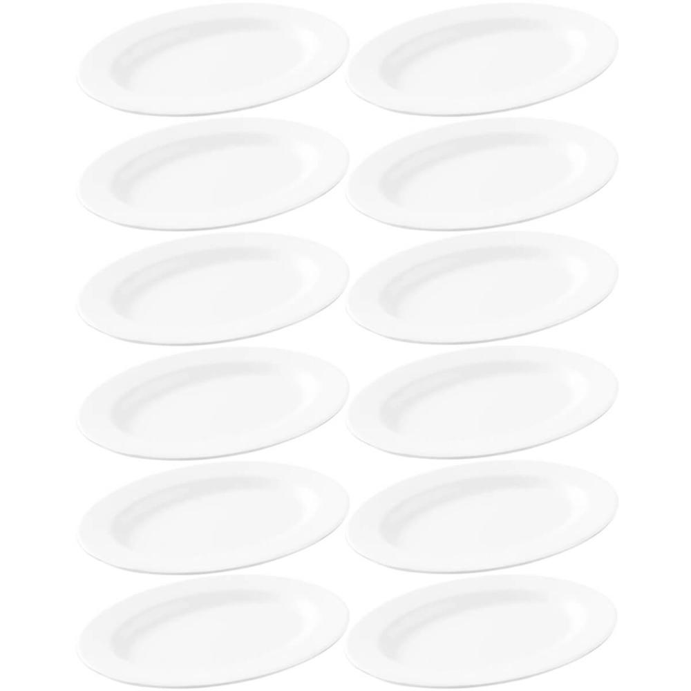 12 Travessas Ovais Melamina Branca 25x18cm Bandeja Rasa Servir Haus Concept