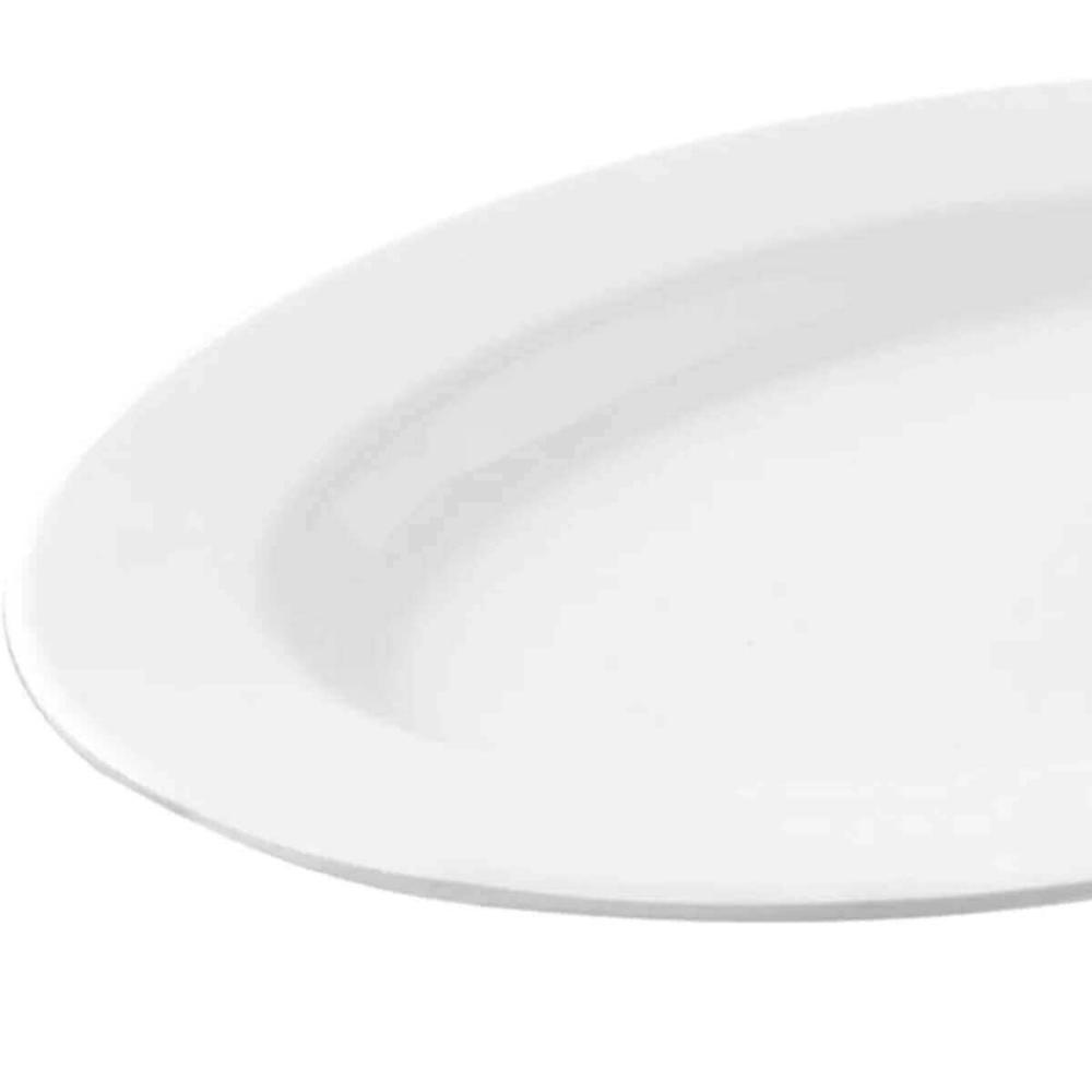 24 Bandejas Melamina Branca 25x18cm Travessa Oval Restaurantes Rasa Servir Haus Concept