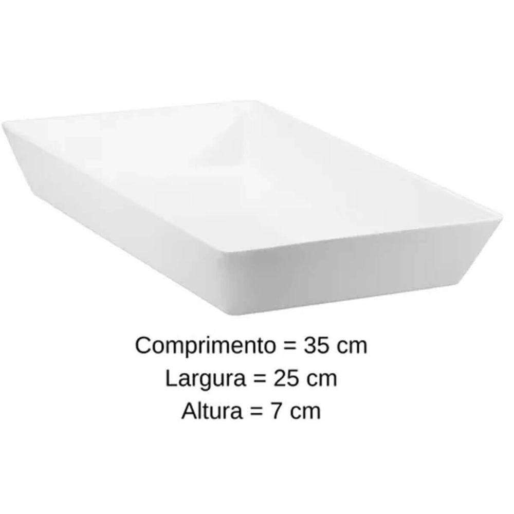 3 Travessas Retangular Branca 4L Profissional Servir Buffet Melamina Saladas Massas