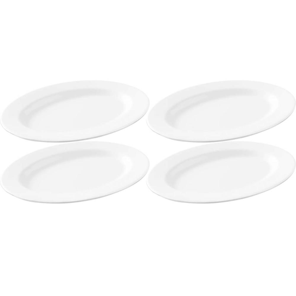4 Travessas Bandeja Rasa Melamina Branca 25x18cm Oval Refratária Servir