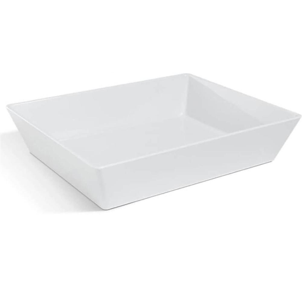 4 Travessas Retangular 3,5L Profissional Servir Buffet Melamina Branca Saladas Massas Haus Concept
