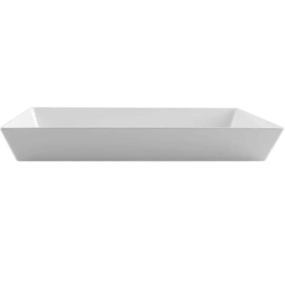 6 Travessas de Melamina Branca Restaurante 53x33cm Buffet Sa