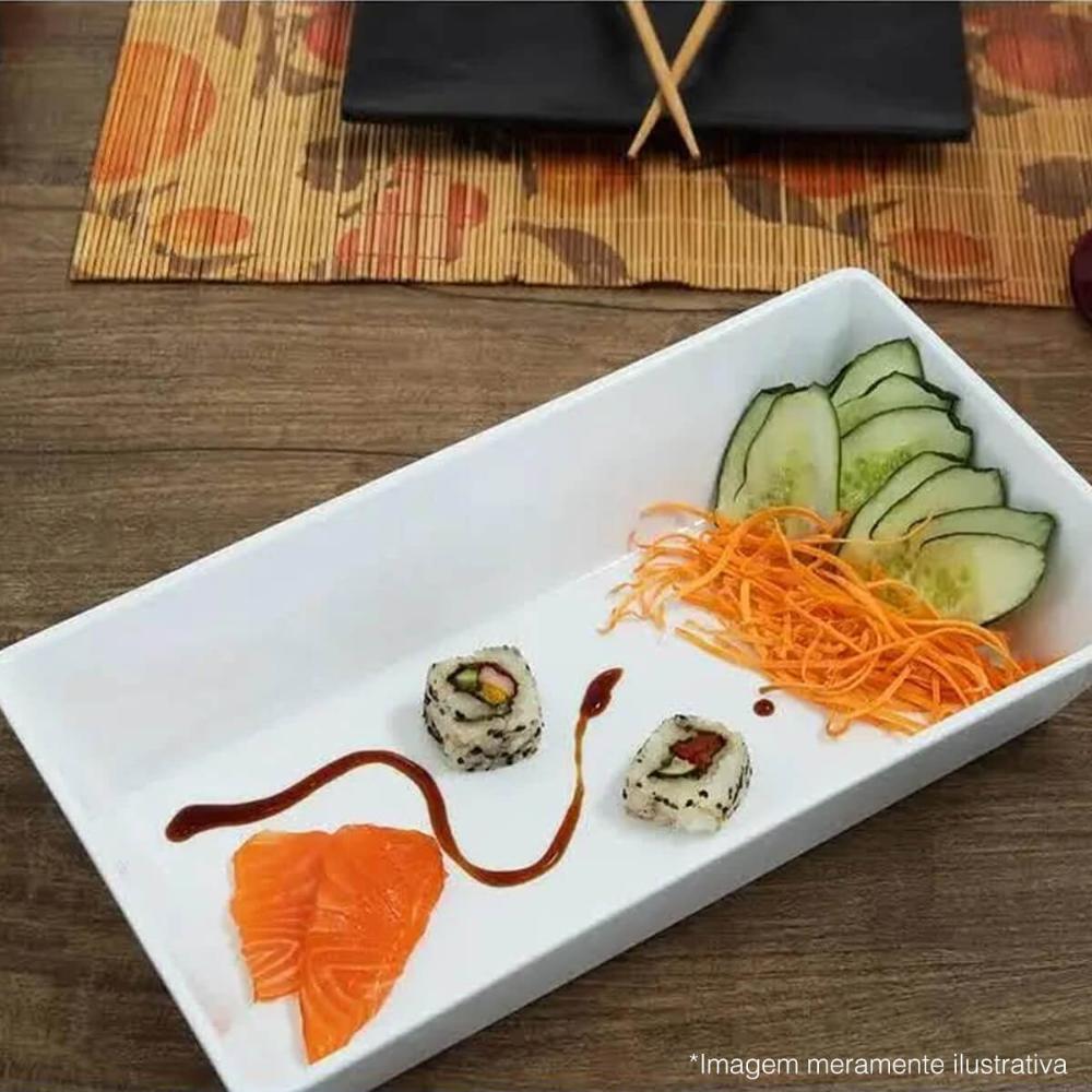 6 Travessas de Melamina Branca Restaurante 53x33cm Buffet Sa