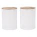 Kit 2 Portas Condimentos Lata de Biscoito com Tampa de Bambu Haus Concept Branco