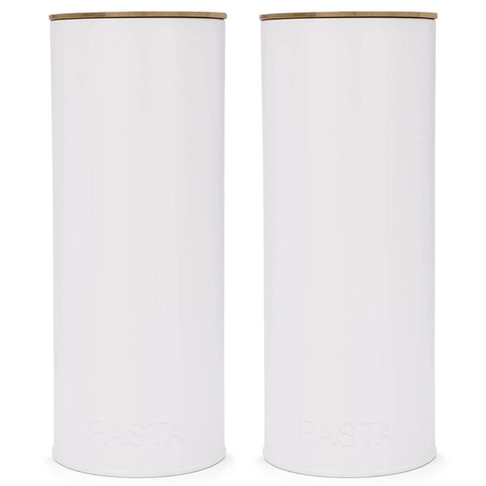 Kit 2 Potes para Massa 2,5L Porta Condimentos Redondo Lata Pasta Haus Concept Branco
