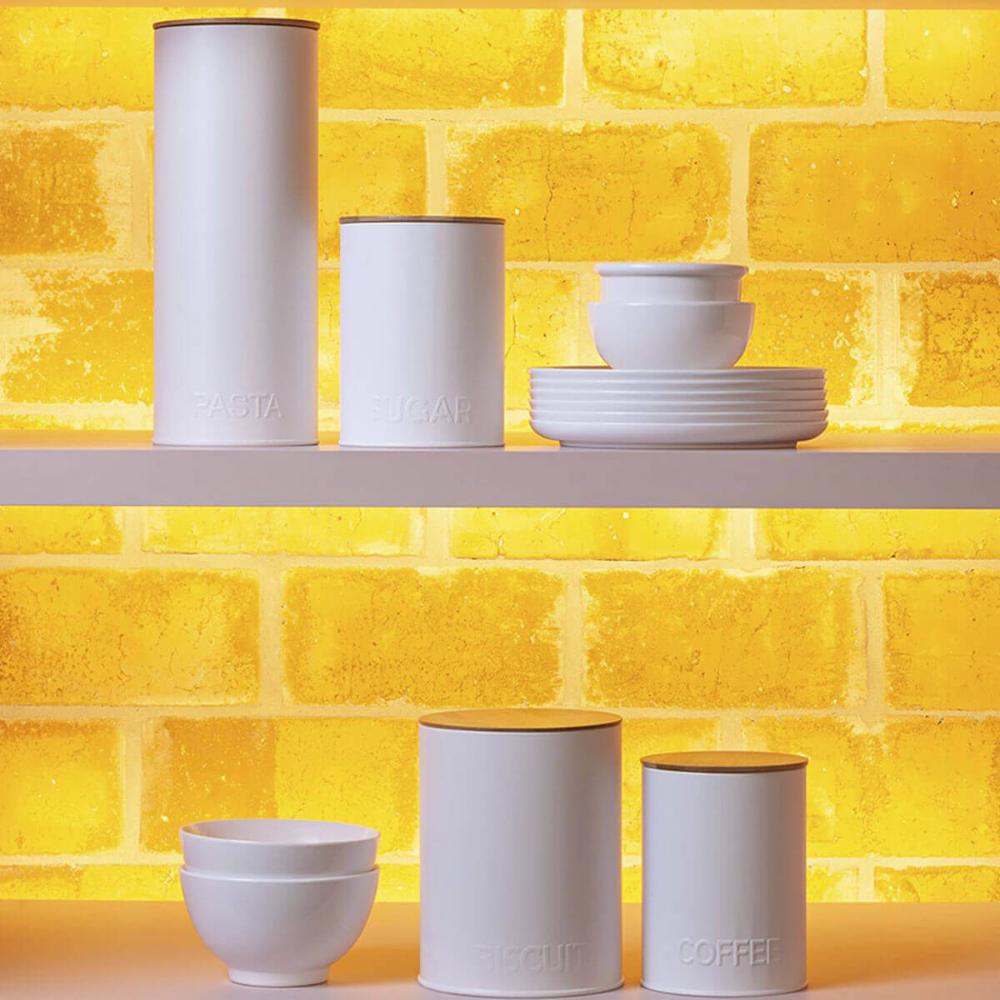 Kit 2 Potes para Massa 2,5L Porta Condimentos Redondo Lata Pasta Haus Concept Branco