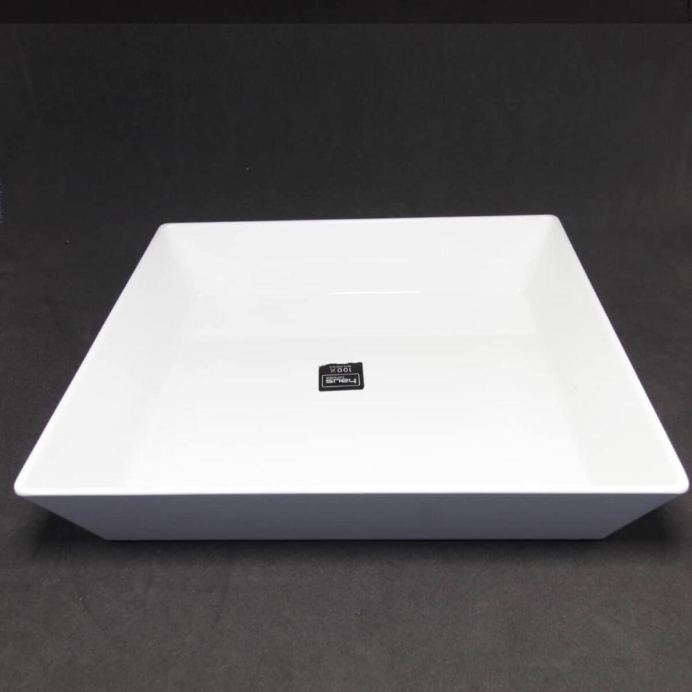 Kit 2 Travessas Retangular Branca 3,5L Profissional Servir Buffet Melamina Haus Concept Saladas Massas
