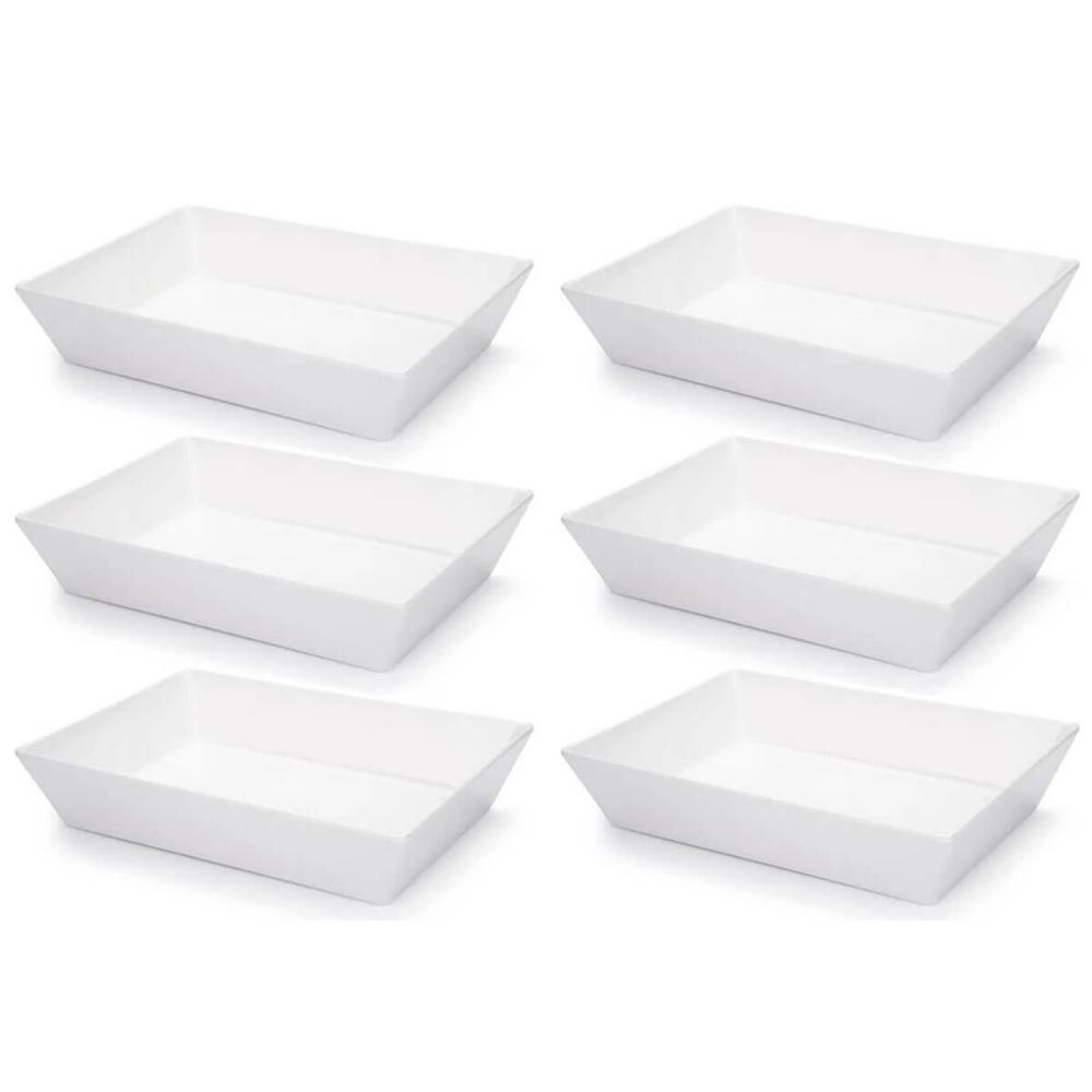 Kit 6 Travessas Brancas 4L Melamina Profissional Haus Concept Restaurante Buffet