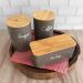 Lata Porta Condimentos Sugar Pote Para Açúcar Aço e Bambu Haus Concept Warm Gray
