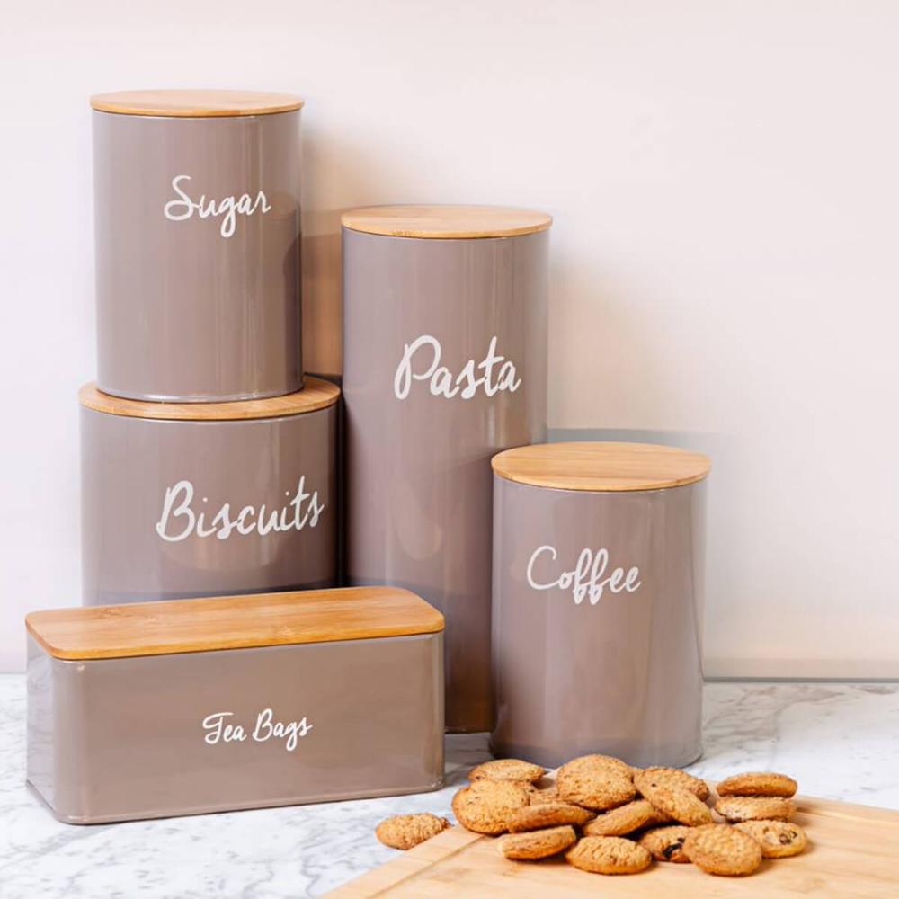 Porta Condimentos Pasta Pote Redondo Organizador para Massas Canister Haus Concept Warm Gray