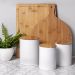 Pote Biscuits Porta Condimentos Lata de Biscoito com Tampa de Bambu Haus Concept Canister Branco
