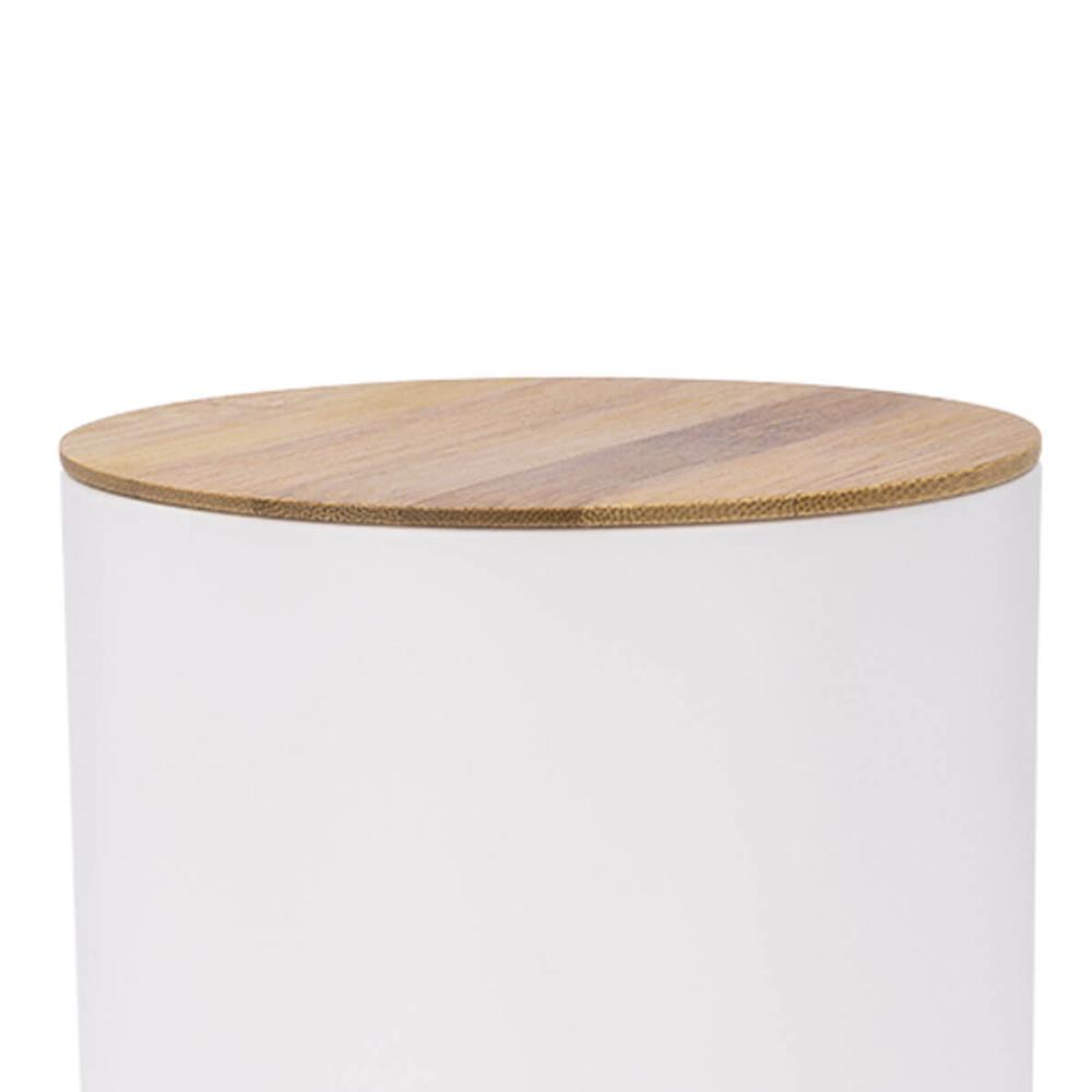 Pote Biscuits Porta Condimentos Lata de Biscoito com Tampa de Bambu Haus Concept Canister Branco