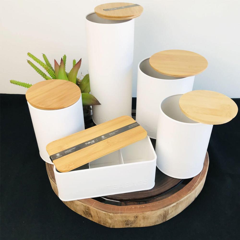 Pote para Massa 2,5L Porta Condimentos Redondo Lata Pasta Haus Concept Branco