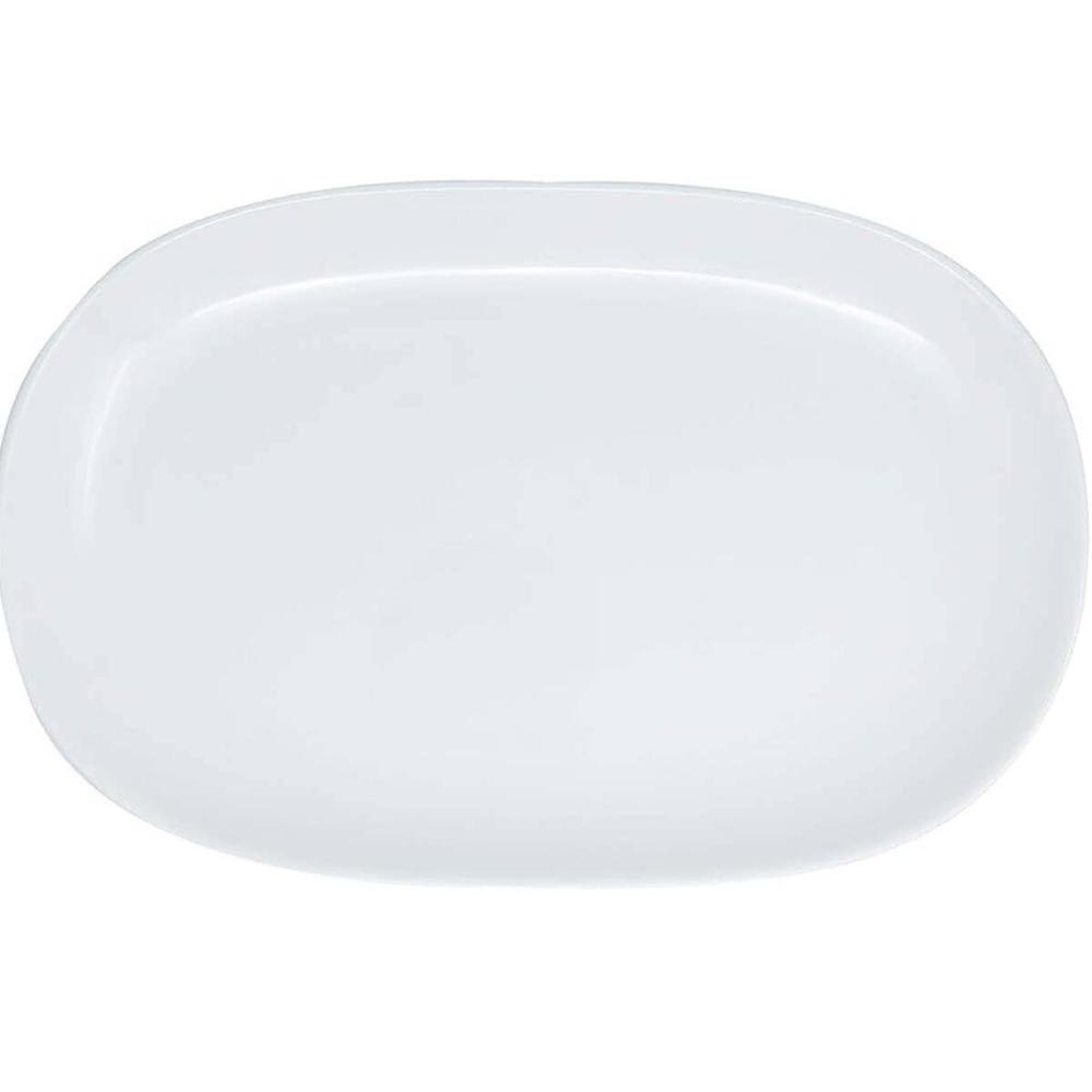 Travessa Melamina Oval Rasa Buffet Branca 34x22cm Bandeja de