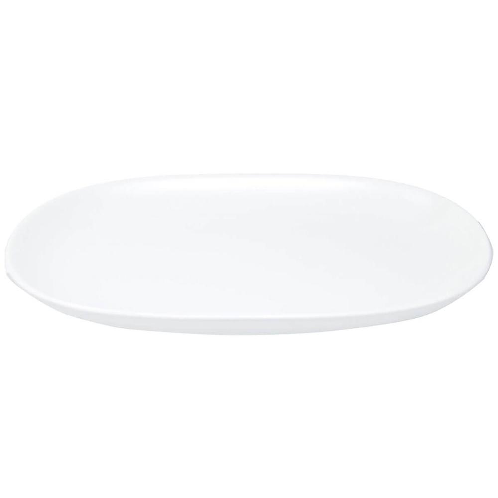 Travessa Oval Melamina 26,2x17cm Rasa Buffet Branca Restaurante Salada Petiscos Aperitivos Bar
