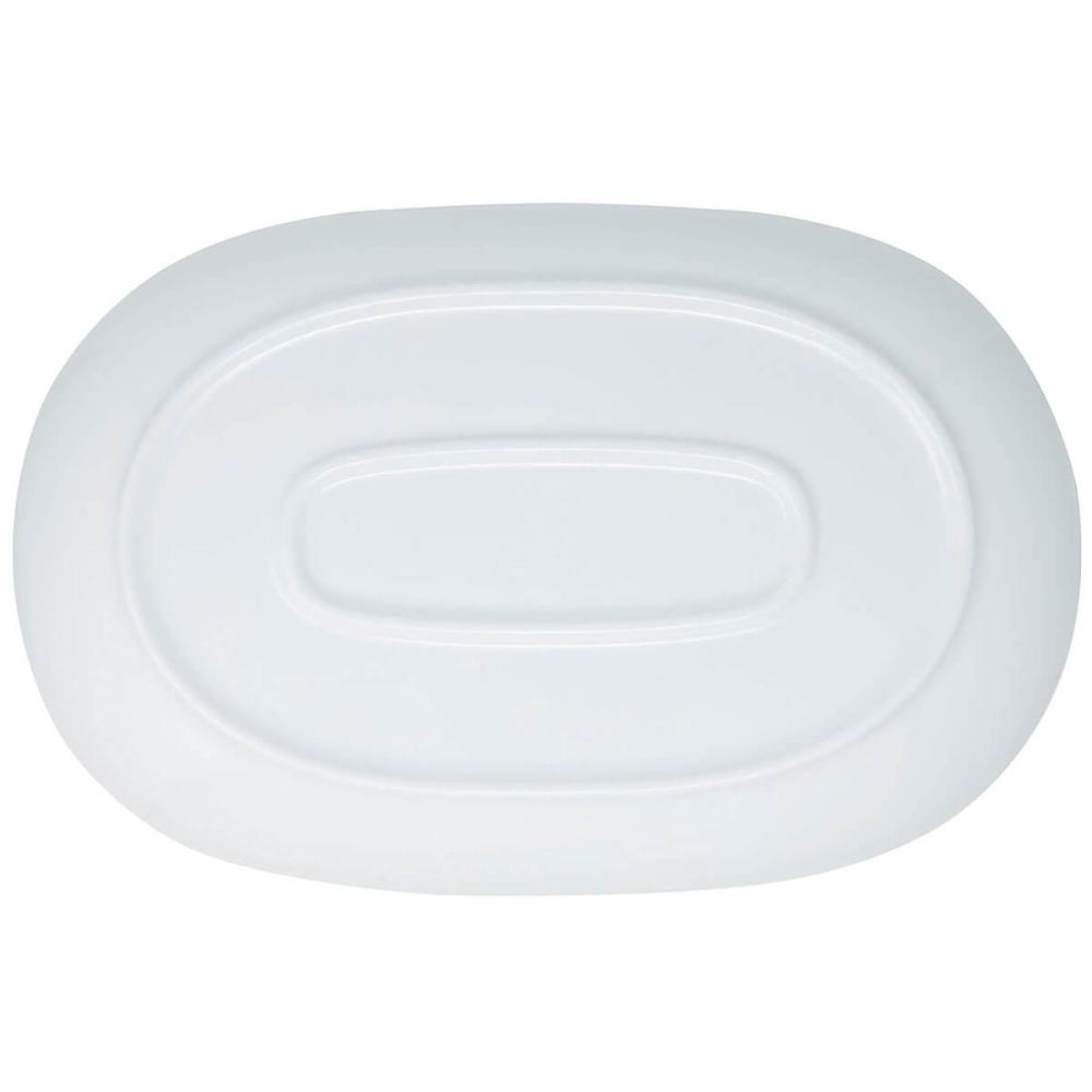 Travessa Oval Melamina 26,2x17cm Rasa Buffet Branca Restaurante Salada Petiscos Aperitivos Bar