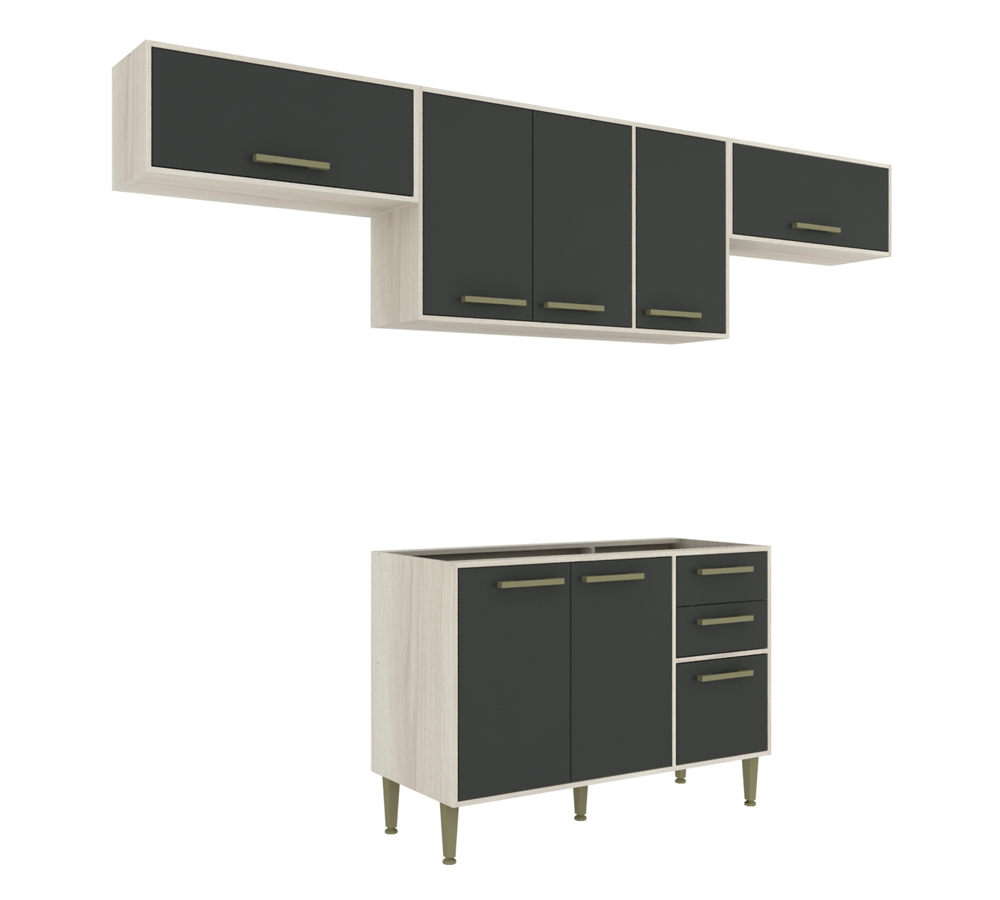Cozinha Completa Vitoria 4 Peças CV009 Crema Onix Hecol