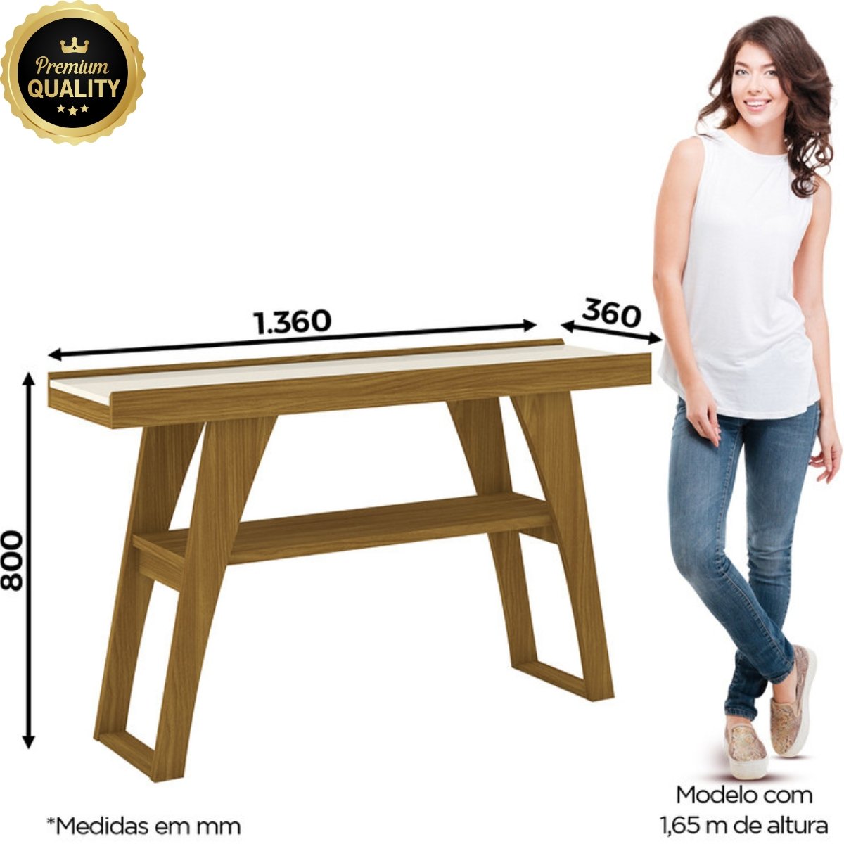 Aparador Buffet 1 Prateleira Menphis Nature / Off White
